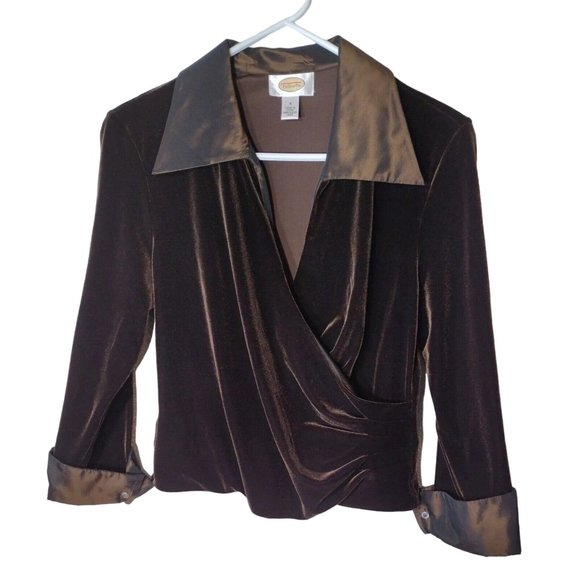 Talbots Top Womens 8 Faux Wrap - Picture 1 of 8